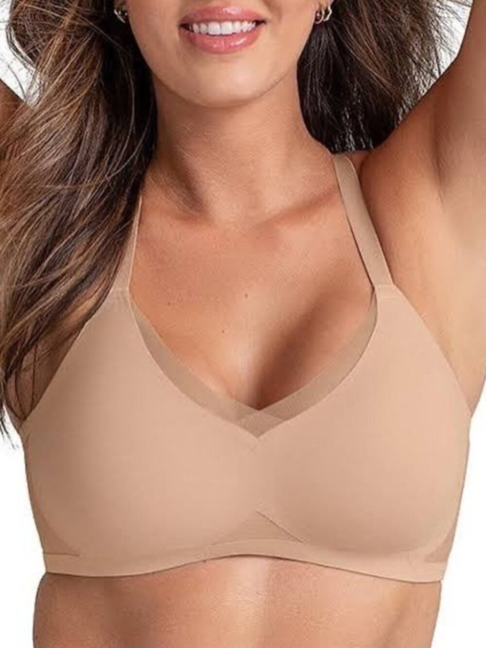 HONEYLOVE Crossover Wire-Free Adjustable Bra in Sand Beige - Women's Size Medium